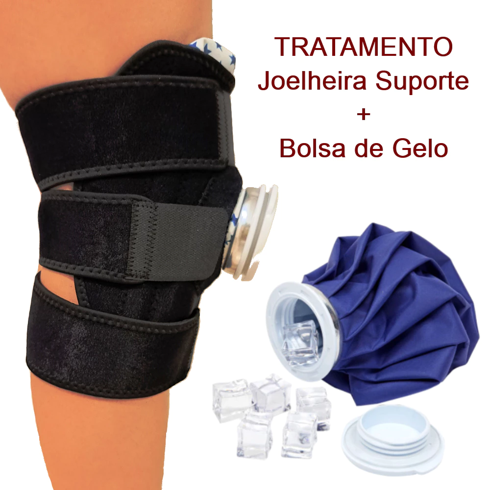 Kit Joelheira de Neoprene + Bolsa de Gelo – Suporte e Terapia Fria para o Joelho